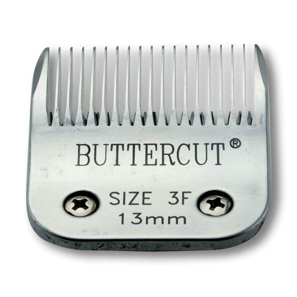 Geib Buttercut blade 3F closeup with precise edge for clean dog grooming.