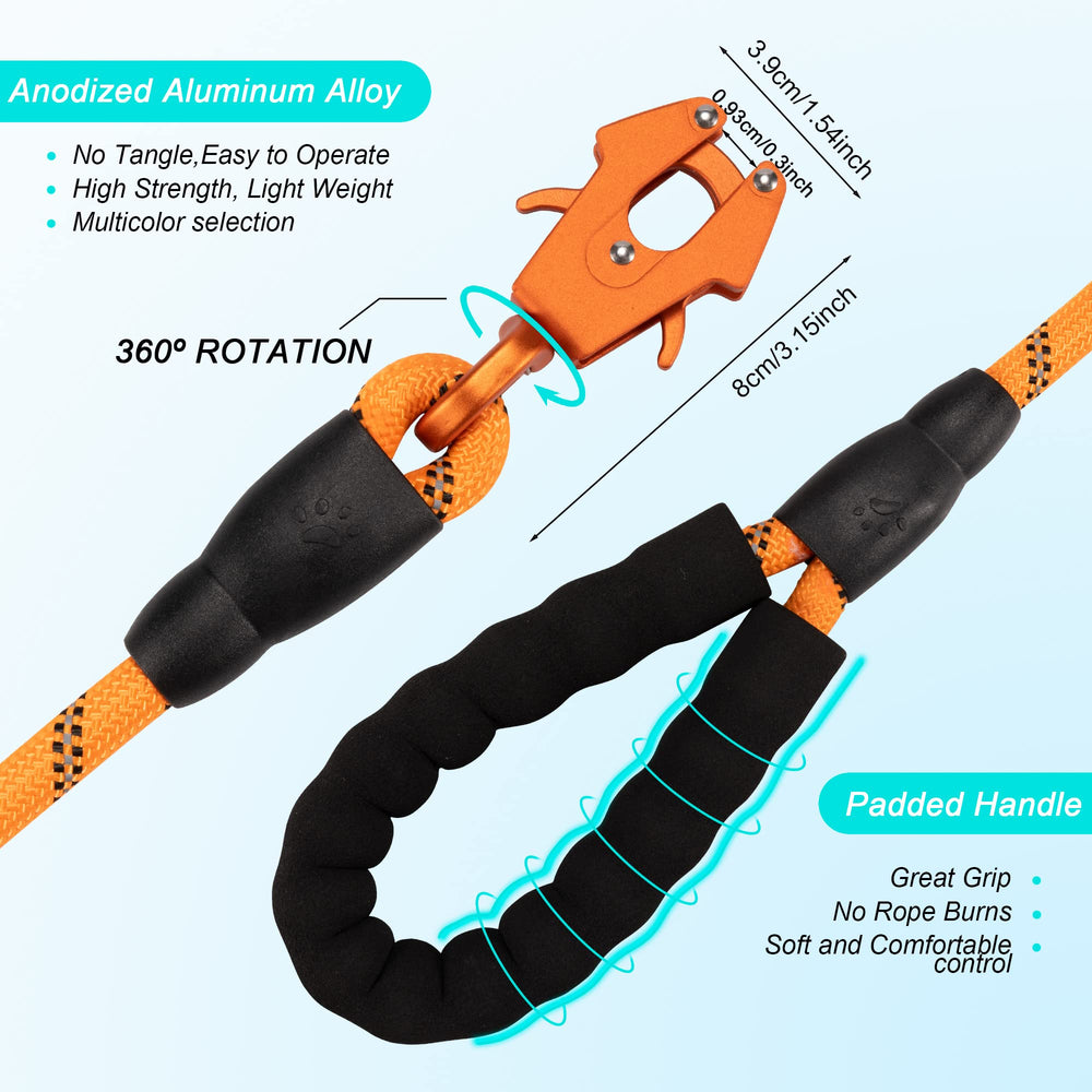 GEIT dog leash 6ft orange for open areas and recall practice.