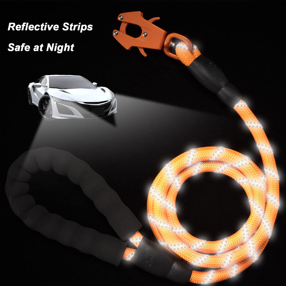 GEIT aluminum quick-release clip on orange leash for secure attachment.