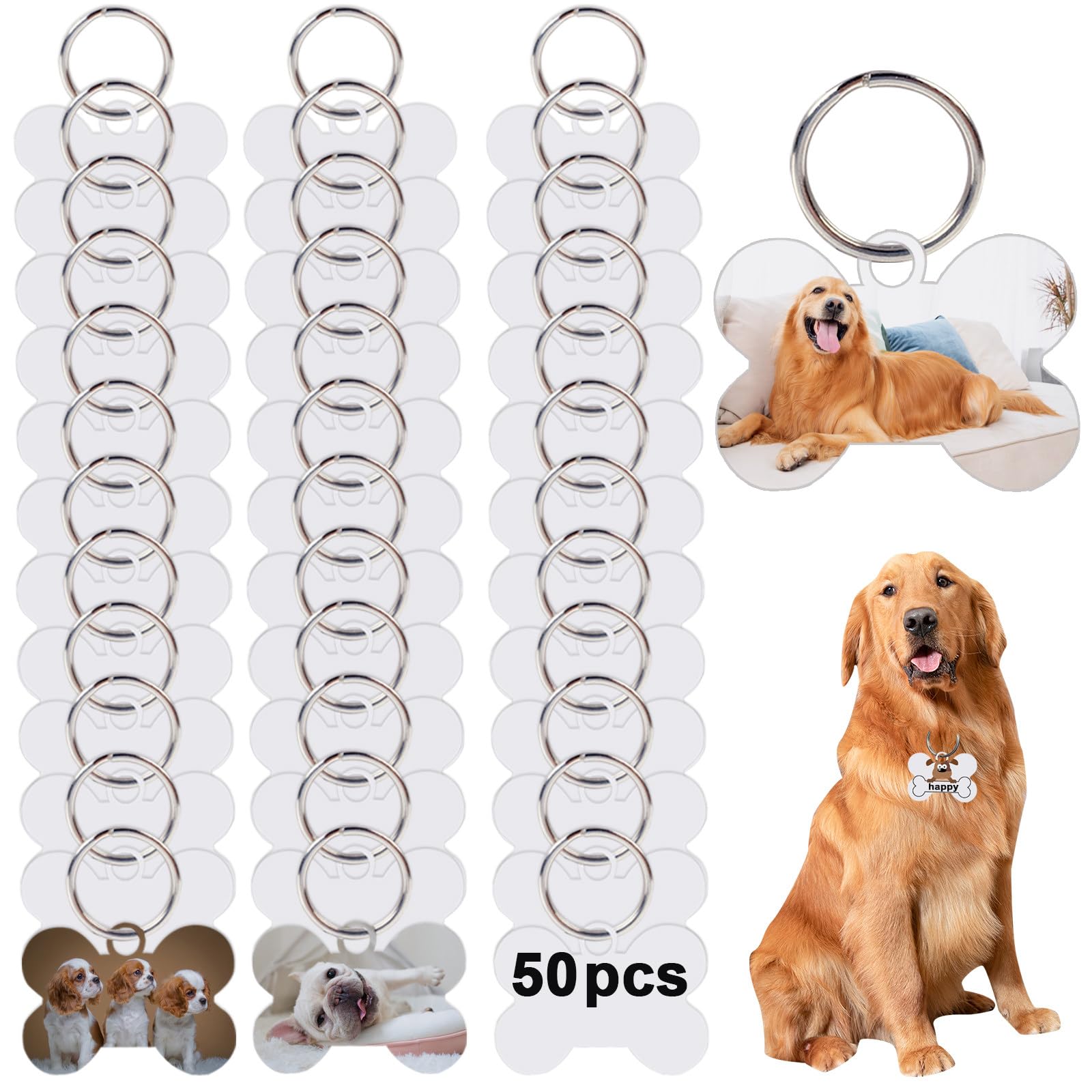 GEKIXUTP bone-shaped dog tags pack ready for sublimation customization