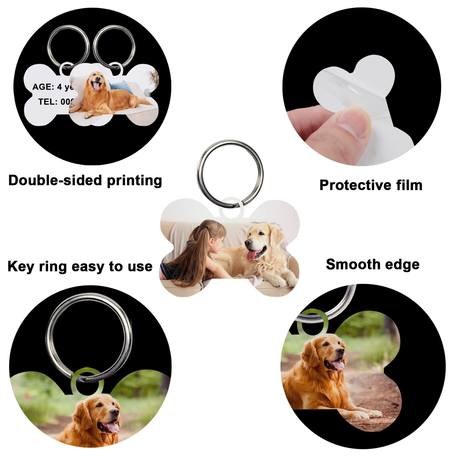 GEKIXUTP bone-shaped tag with ring ready to attach to collar