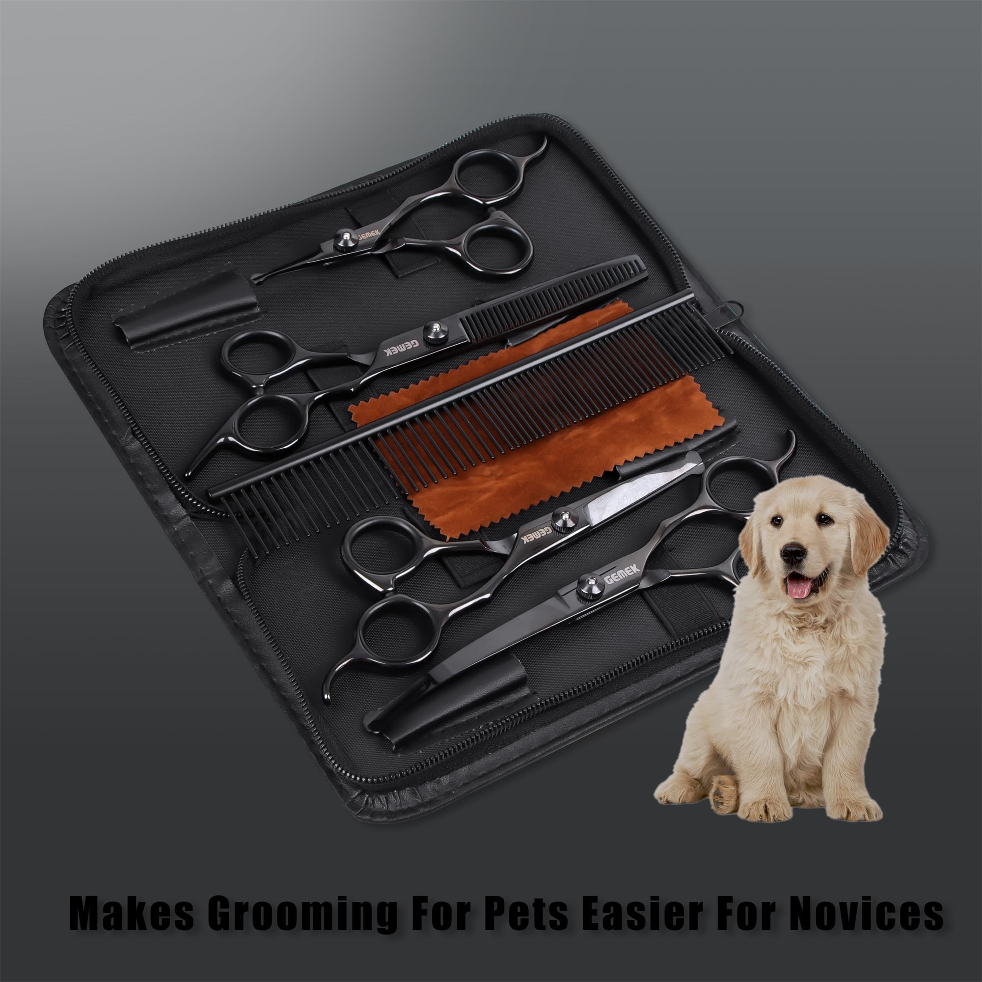 GEMEK ergonomic handles with silicone pad reduce hand fatigue during grooming.