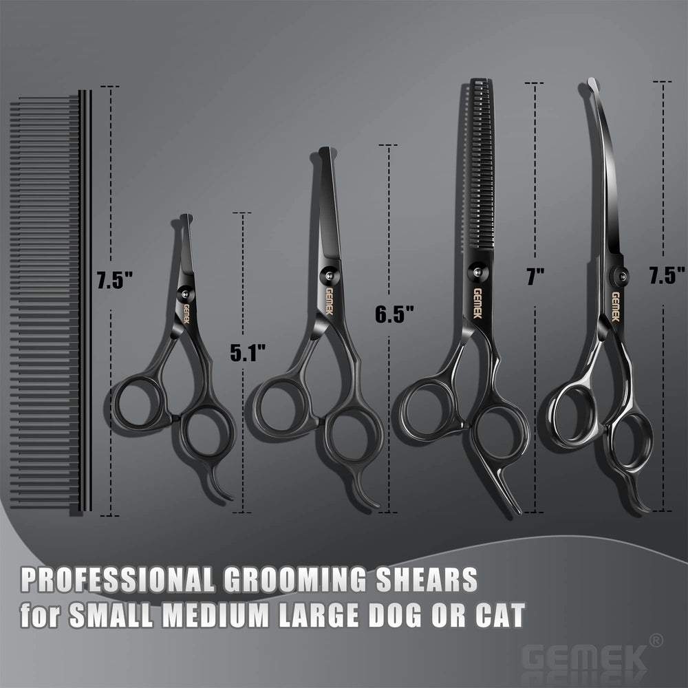 GEMEK 5.1-inch round-tip straight scissors ready for precise eye-area trimming.