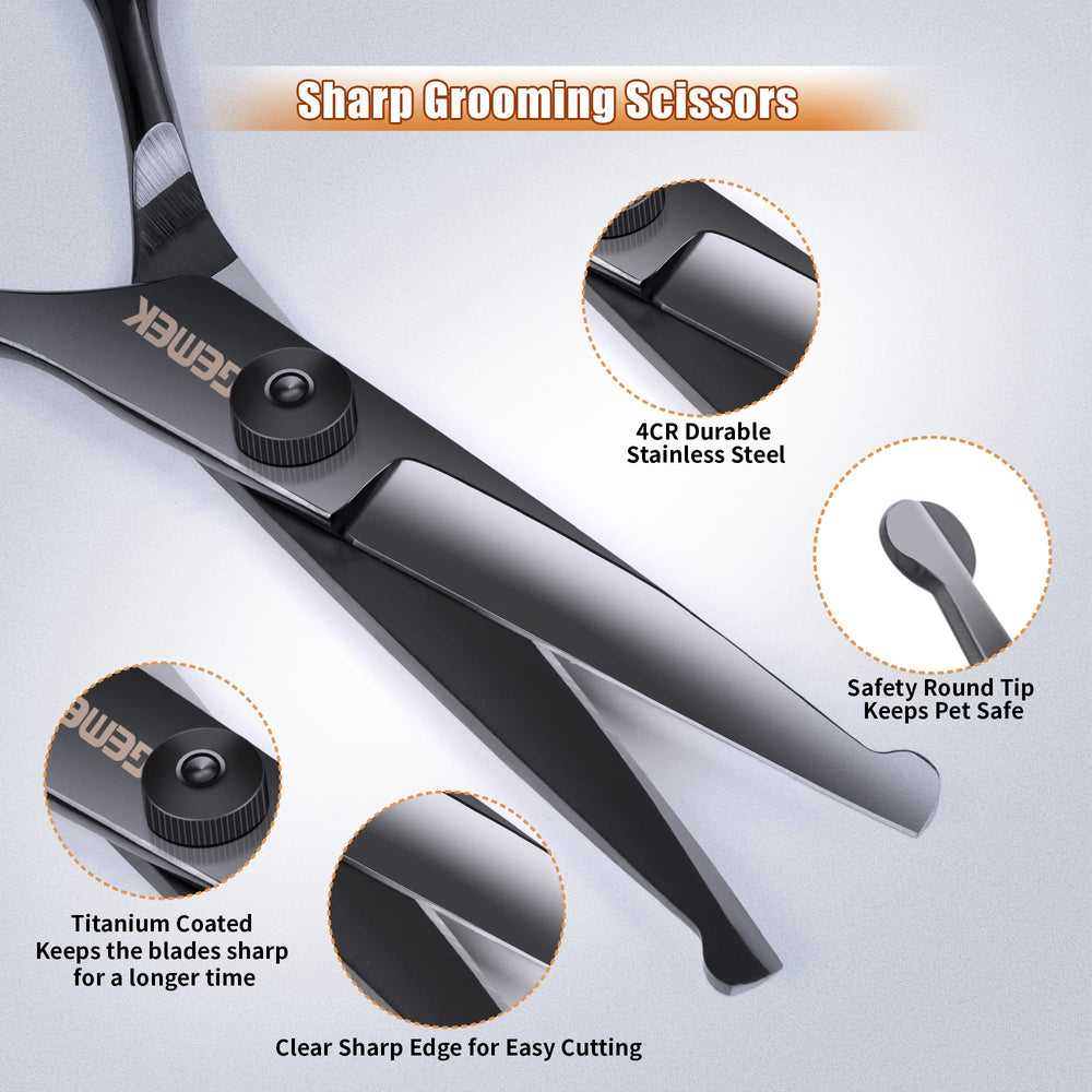 GEMEK 7-inch thinning scissors help achieve natural fur texture.