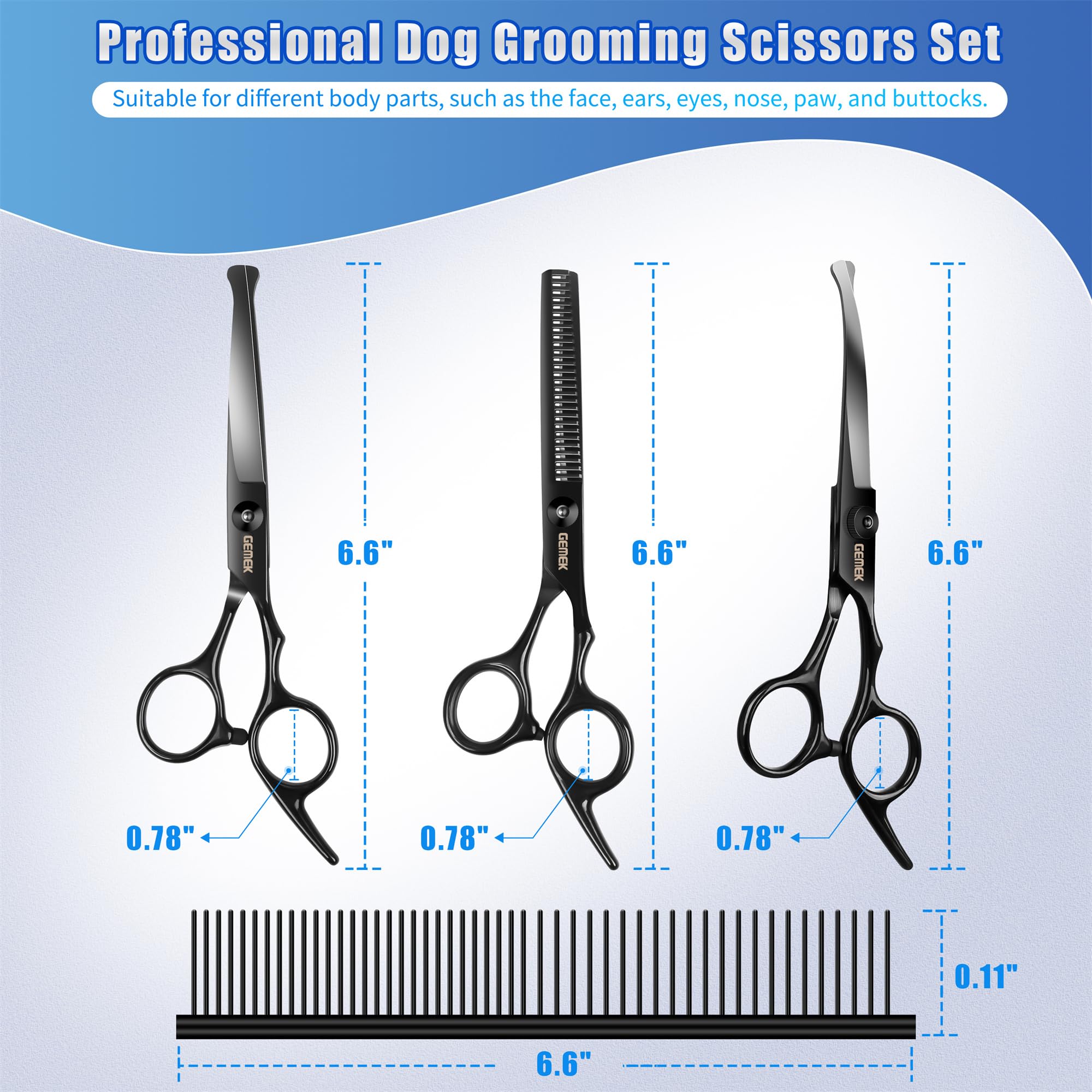 GEMEK pet comb helps detangle hair before clipping for smoother results.