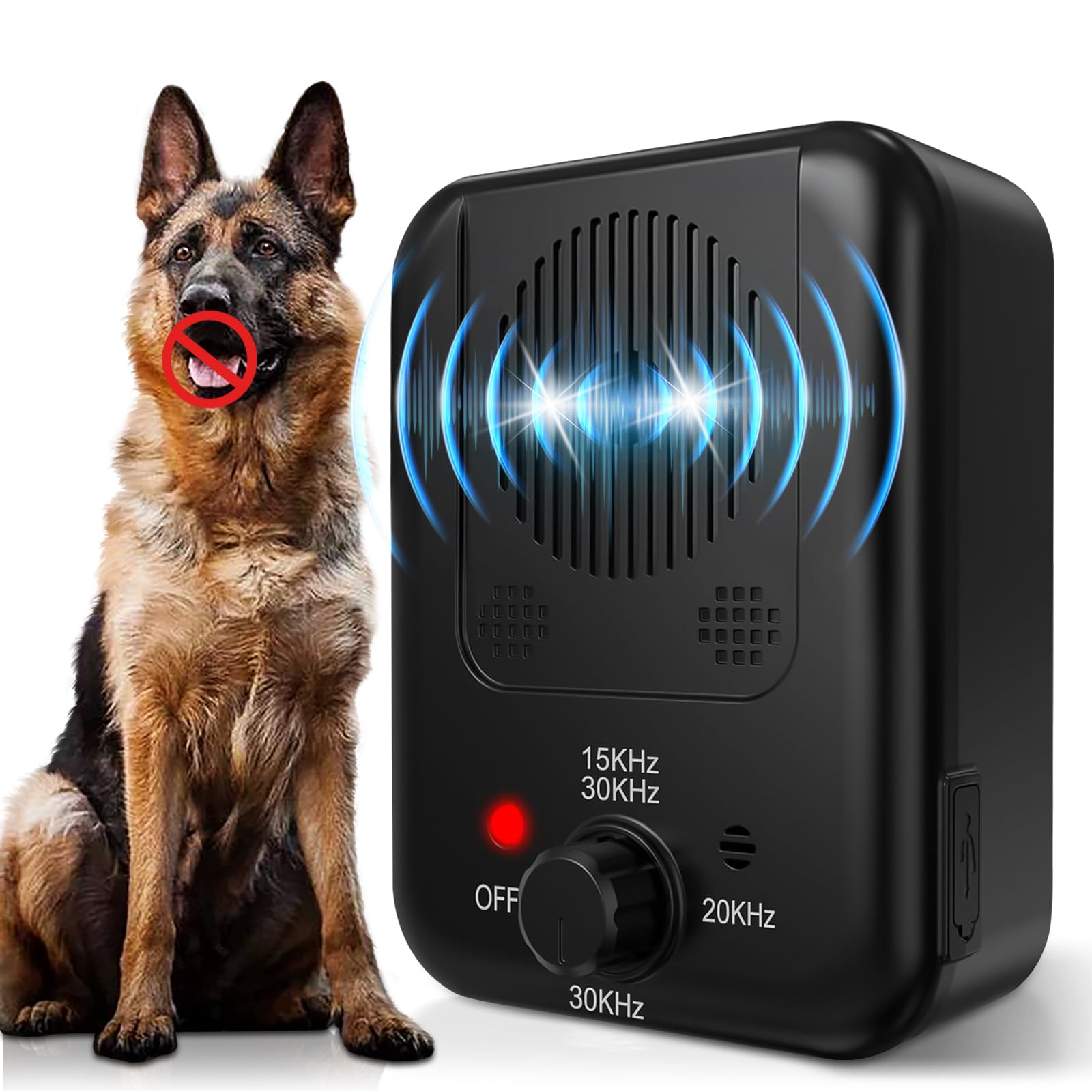 Generic anti-bark-device front-view illustrating compact design for indoor or outdoor placement.