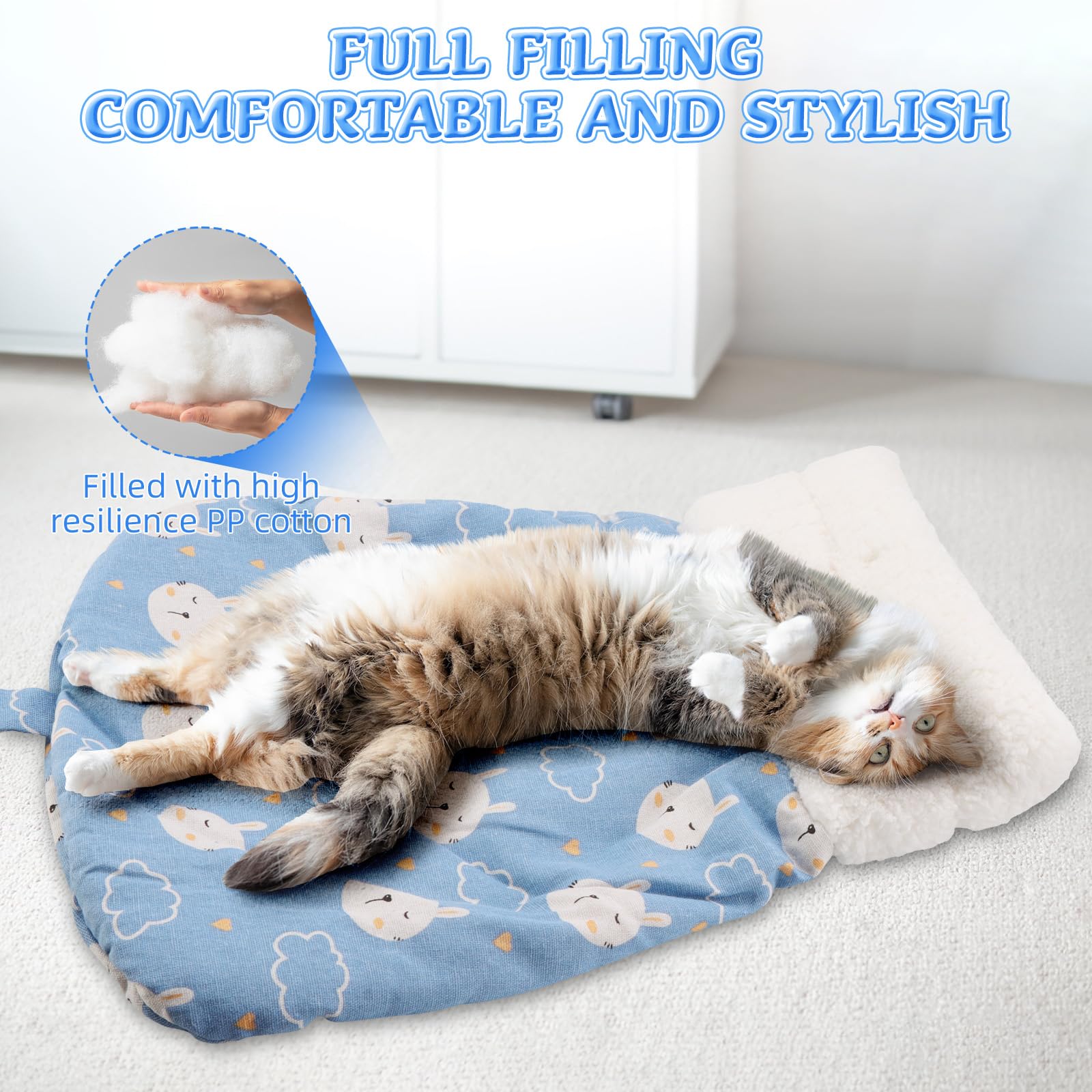 Generic Cat Sleeping Bag portable-lightweight design enables travel for pets.
