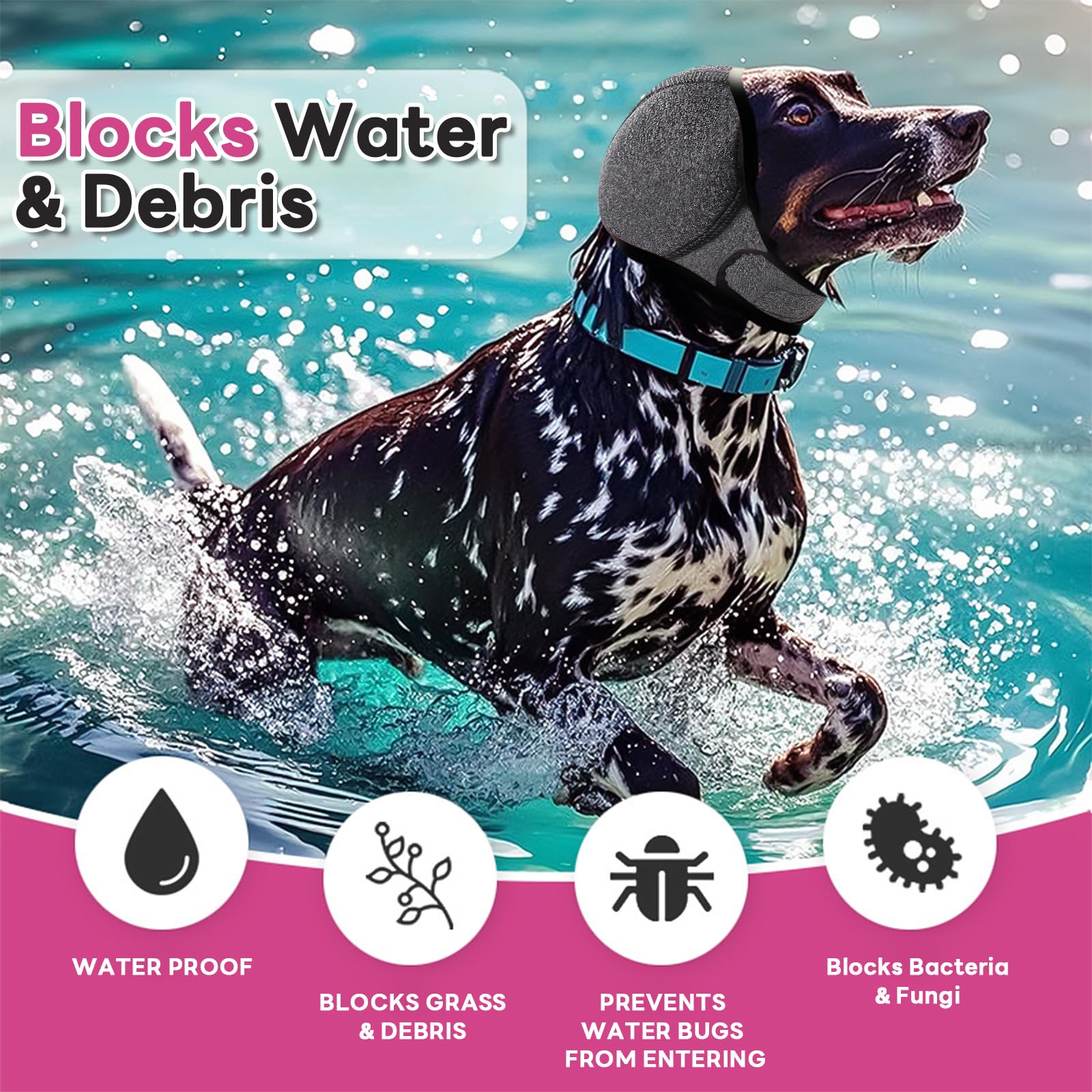 Generic dog ear muffs come in four color options for stylish pets.