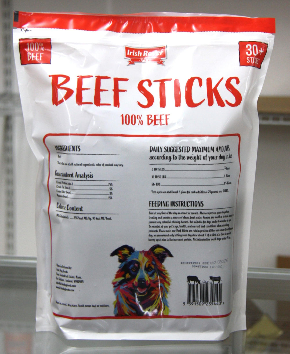 GENERIC Irish Rover Beef Stick Dog Treats close-up shows tender beef texture and a satisfying chew.