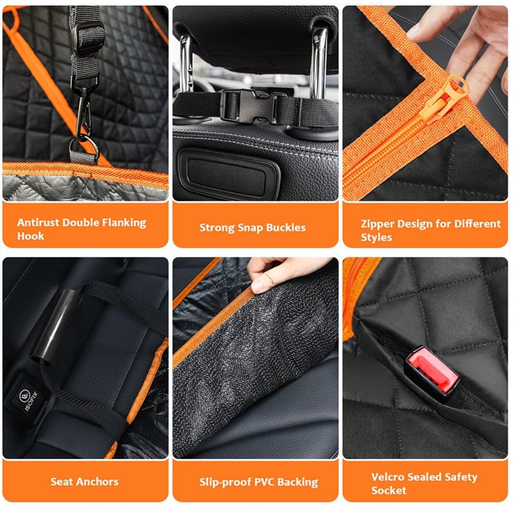 Generic MP dog seat cover 5-in-1 design adapts to hammock, bench, or cargo.