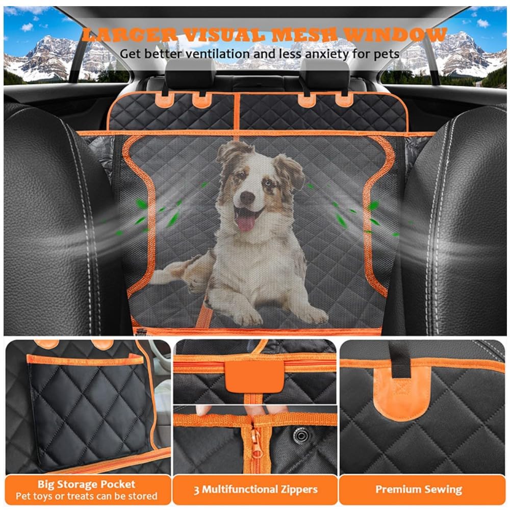 Generic MP dog seat cover side flaps and pockets add pet protection and storage.
