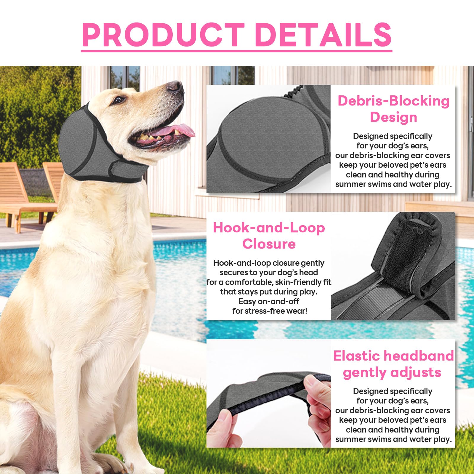 Generic orejeras para perros protegen las orejas del agua durante la natación.