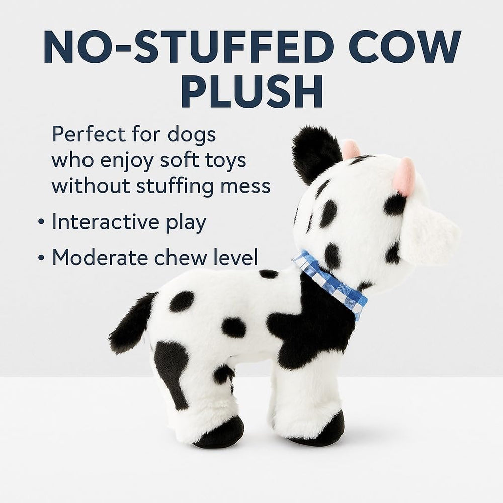 Generic Plush Cow Dog Toy tug action shown for durable fetch and tug