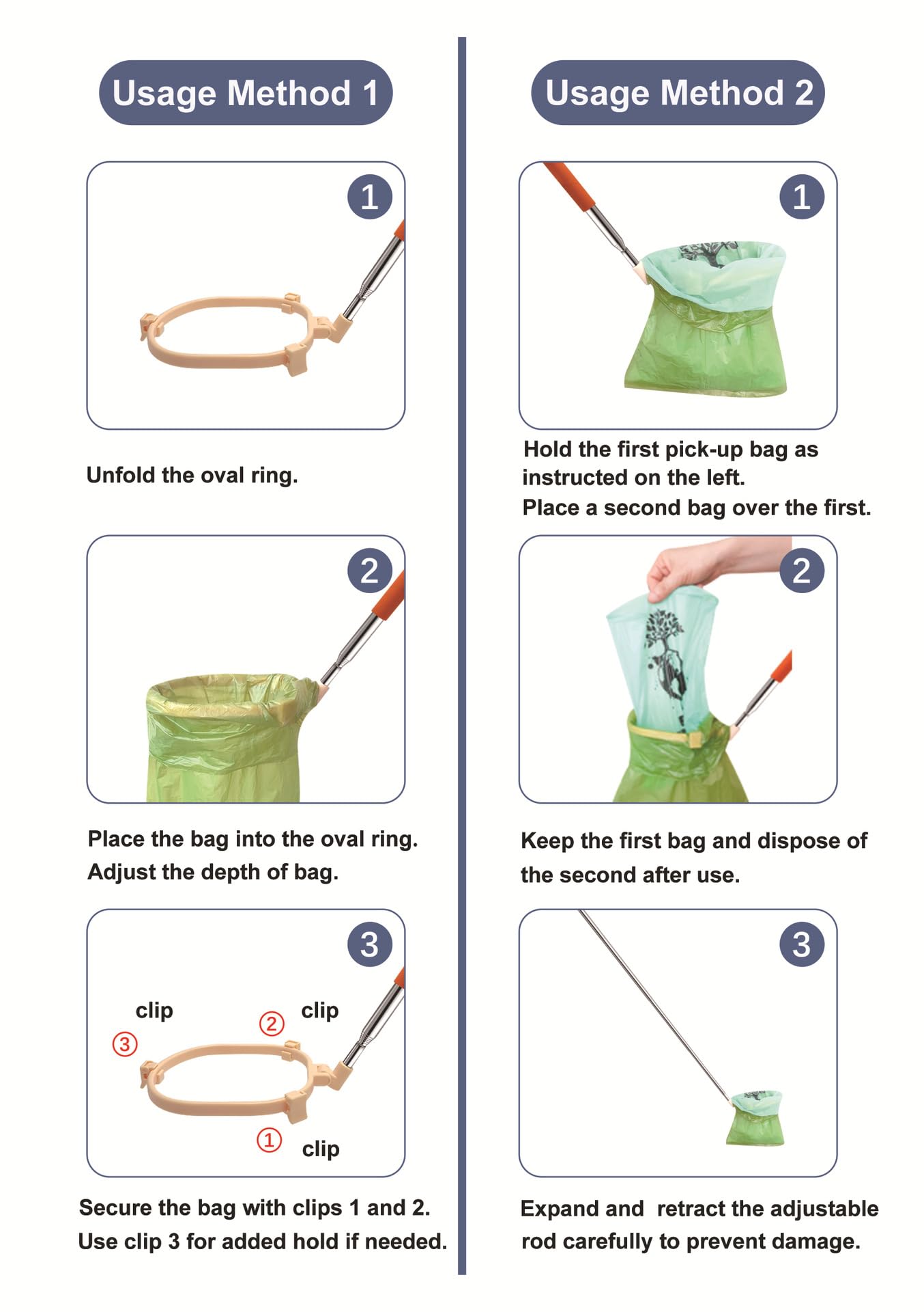 Generic Pooper Scooper portable tool for walks and outdoor cleanup