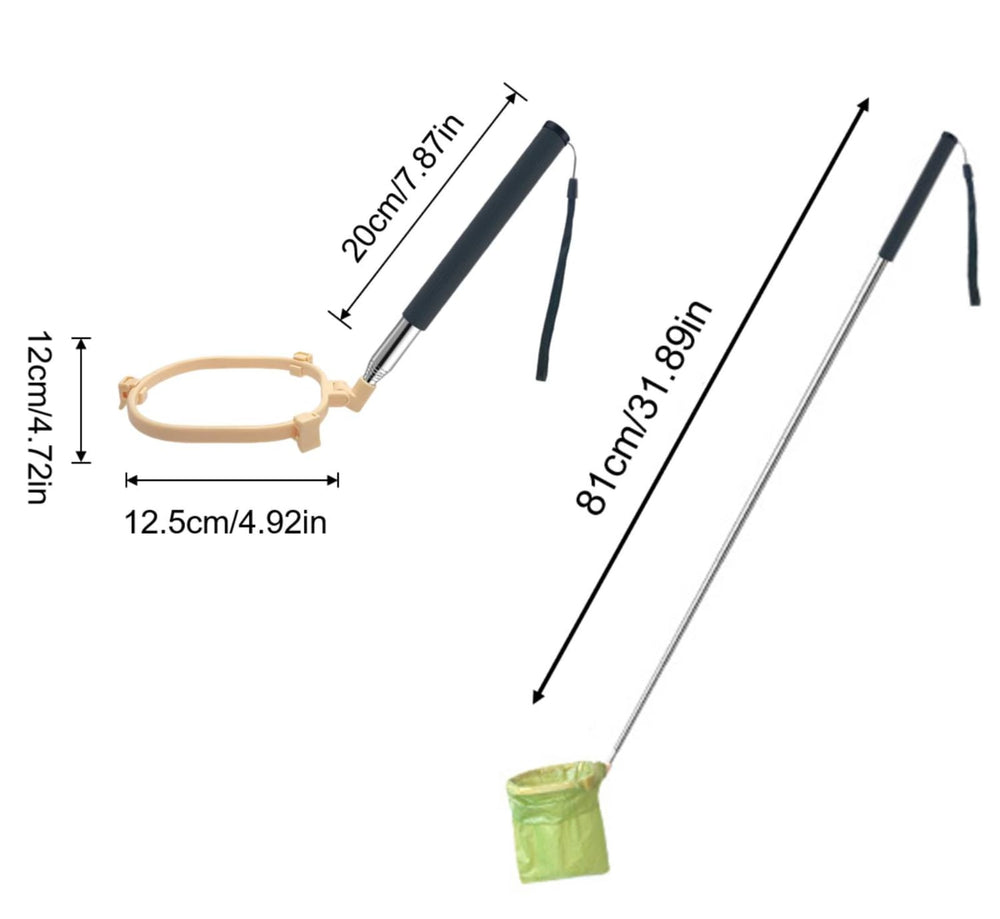 Generic Pooper Scooper extendable-handle-32in reaches far for hands-free cleanup
