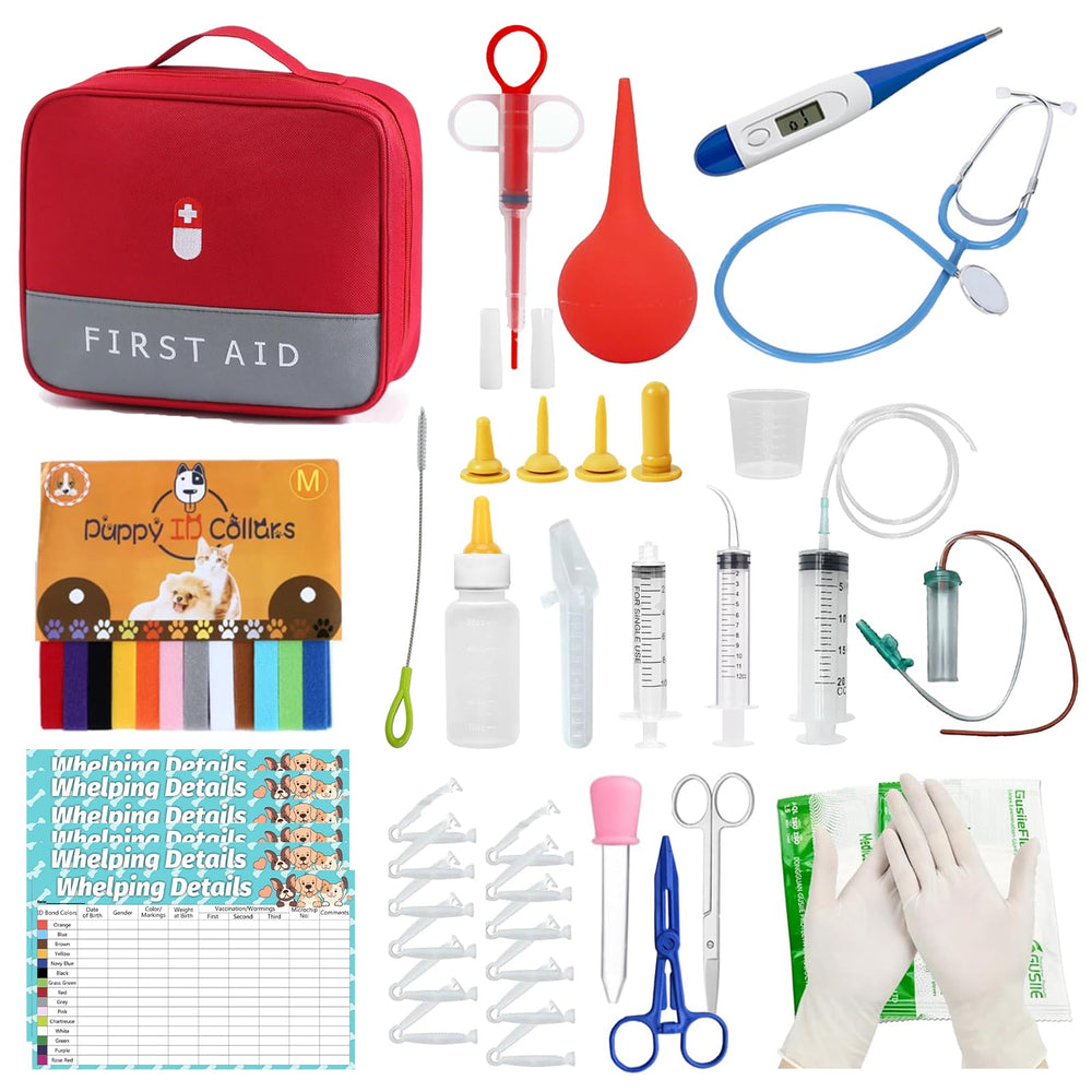 Generic Puppy Whelping Kit Overview showcasing organized supplies for newborn care and ease of use