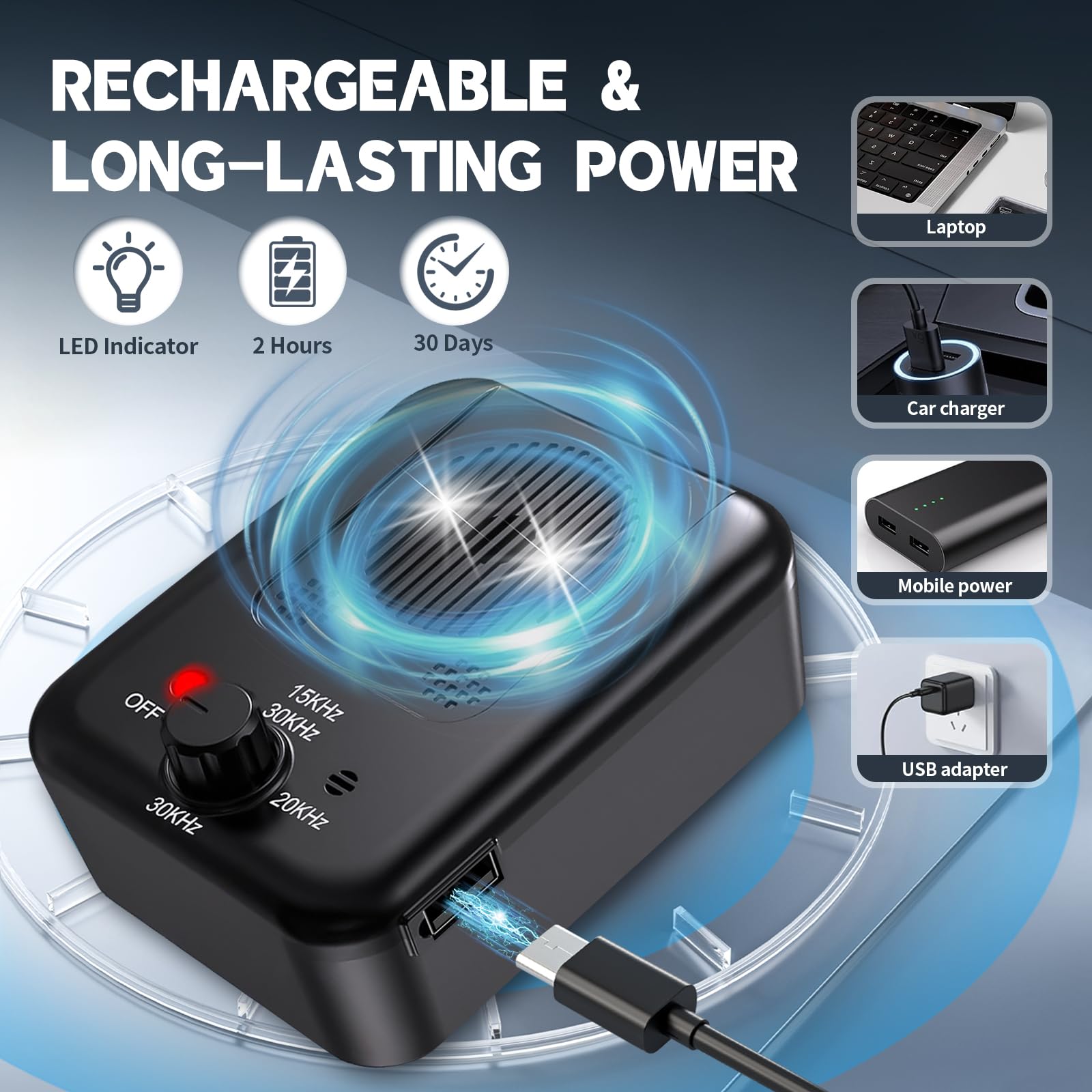 Generic rechargeable-battery-life-30-days highlights long-lasting, maintenance-free operation.