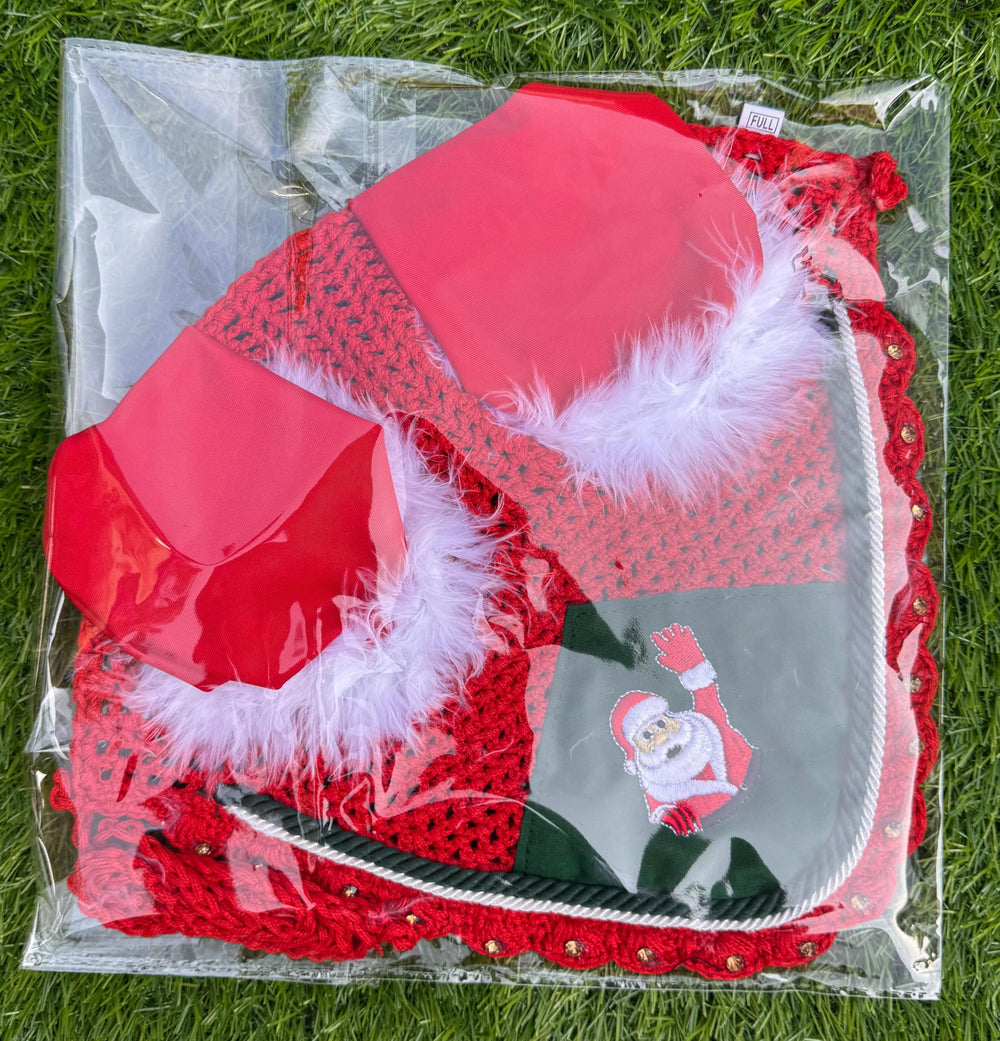 Generic Santa ear bonnet warmth for horse ears during winter riding.