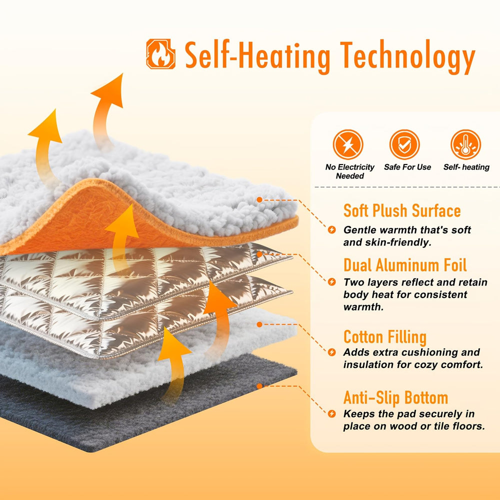 Generic self-heating pet mat works indoors or outdoors.