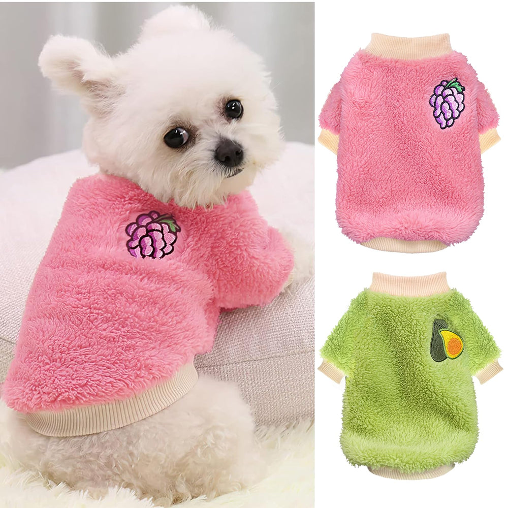 Generic 2-Piece Small Dog Sweater set back view showing warm winter fit for small dogs