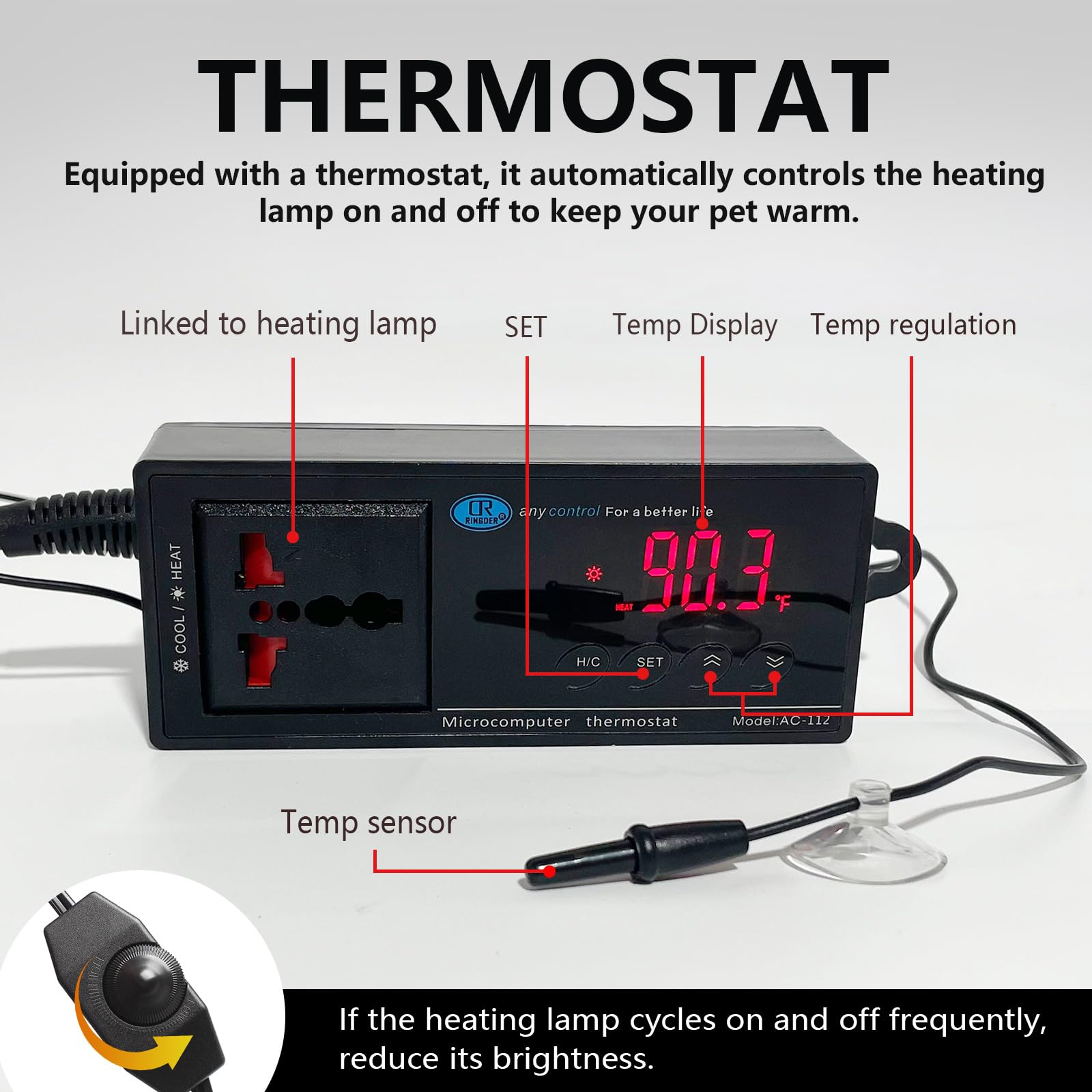 Geniprem Puppy Incubator thermostat control maintains safe temperature for delicate newborns.