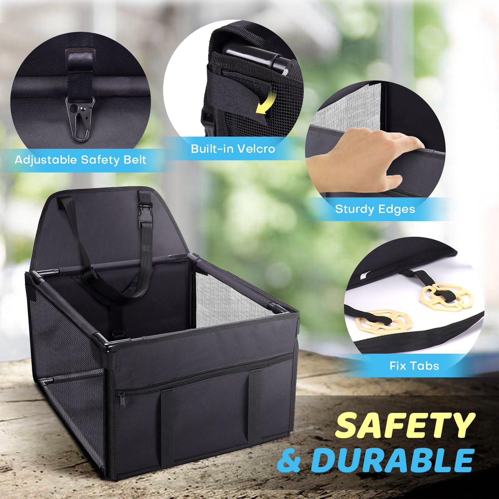 GENORTH car seat mesh window—breathable visibility reduces pet anxiety