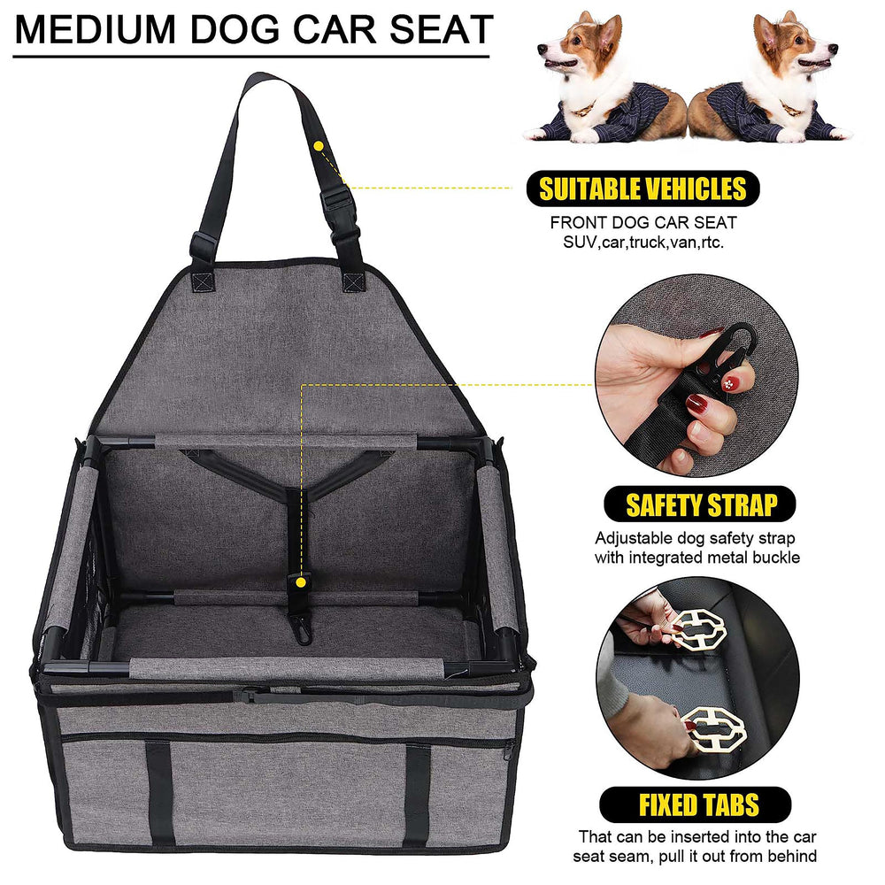 GENORTH dog car seat clip-leash attachment enables harness security