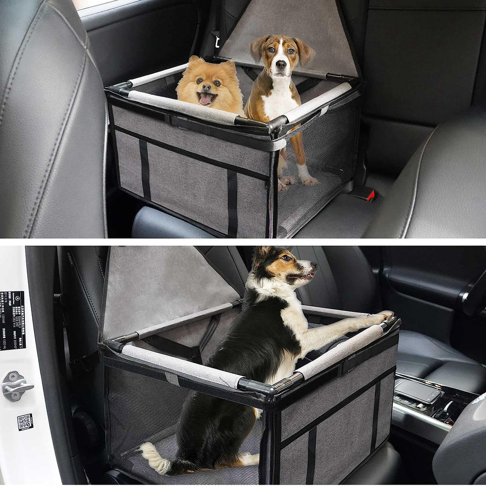 GENORTH dog car seat detachable-frame with storage-pocket aids organization