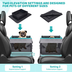 GENORTH pet booster seat with folded metal frame, easy to store after trips.