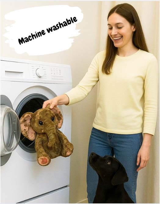 Gentle Giants Plush Elephant Dog Toy heavy-duty stitching for durable chew sessions.
