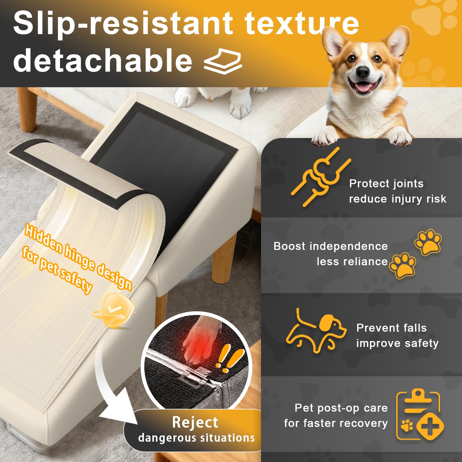 GenxQian dog ramp anti-slip mat provides secure grip during use.