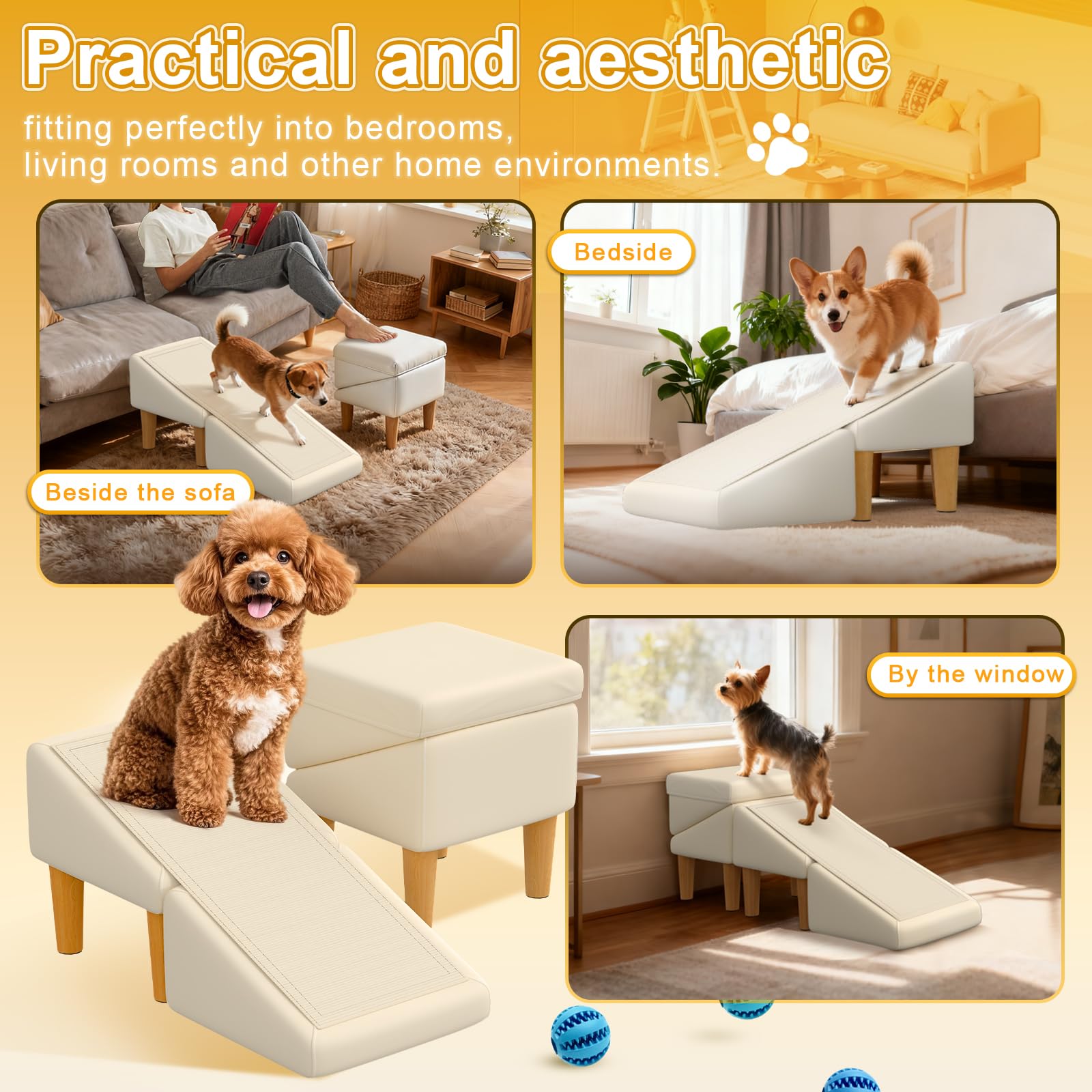GenxQian dog ramp suede surface offers soft, skin-friendly touch for pets.
