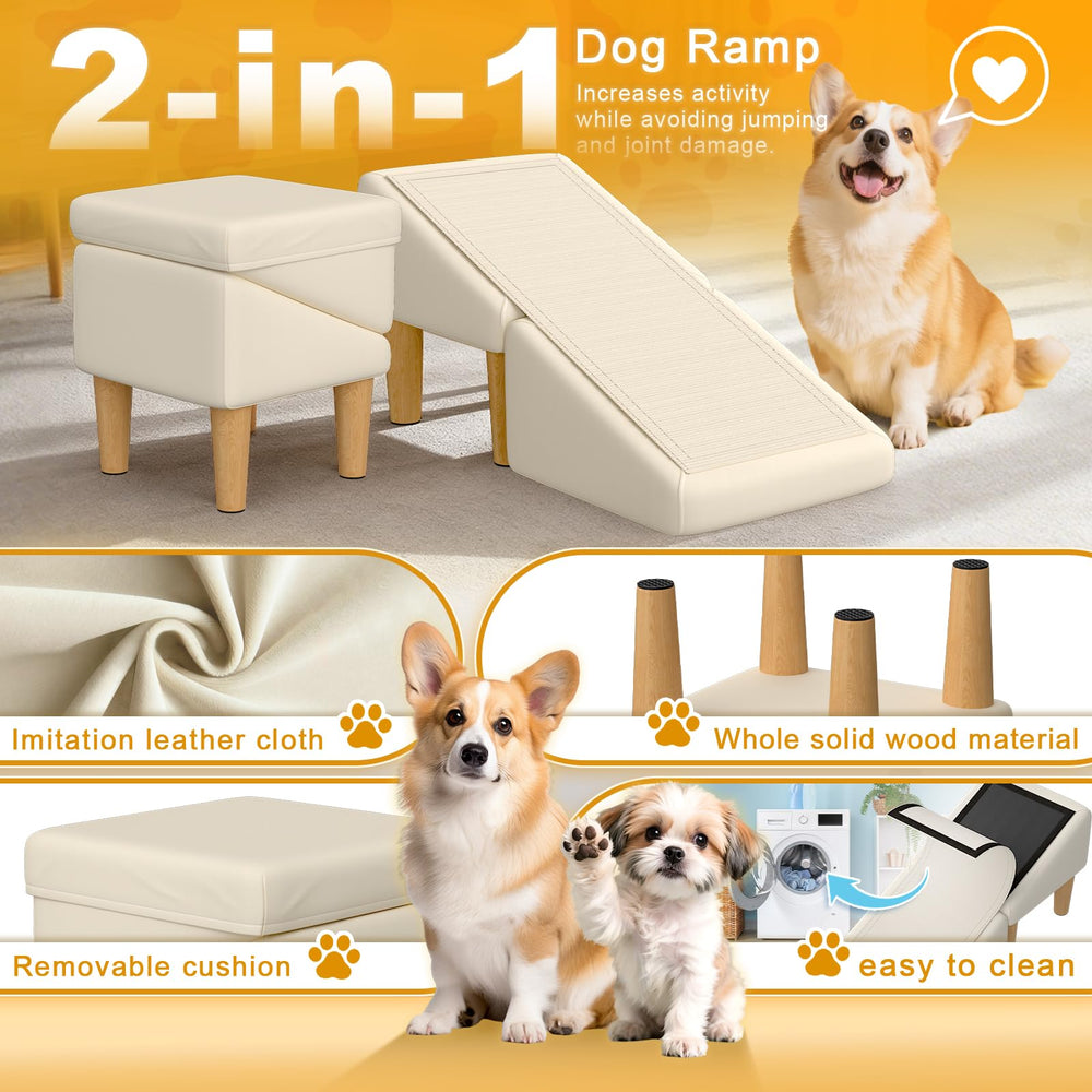 GenxQian dog ramp solid wood frame delivers sturdy, wobble-free support.