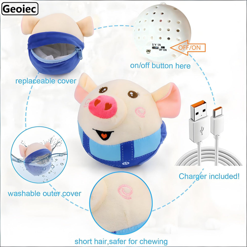 Geojec Interactive Dog Ball durable material resists rough play.