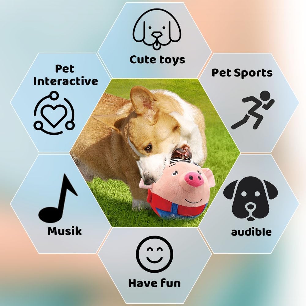 Geojec Interactive Dog Ball record-sounds feature enables personalized sounds.