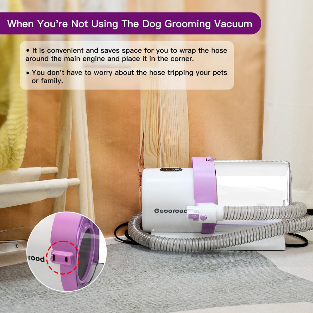 Geoorood cleaning brush included to clear tools after grooming.