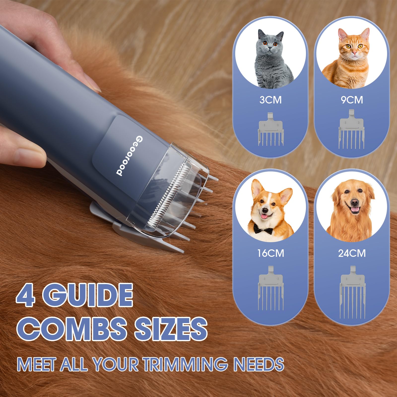 Geoorood large dust cup minimizes frequent emptying during longer grooming sessions.