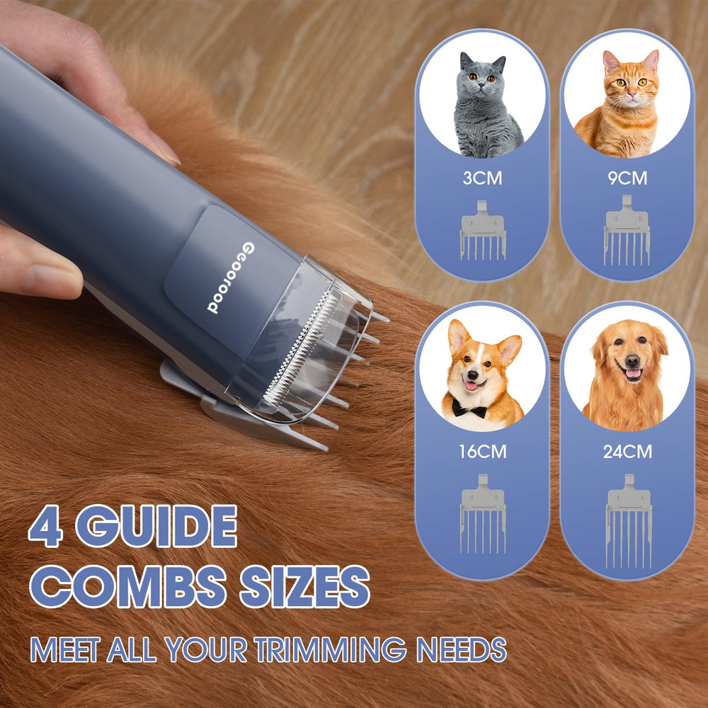 Geoorood large dust cup minimizes frequent emptying during longer grooming sessions.