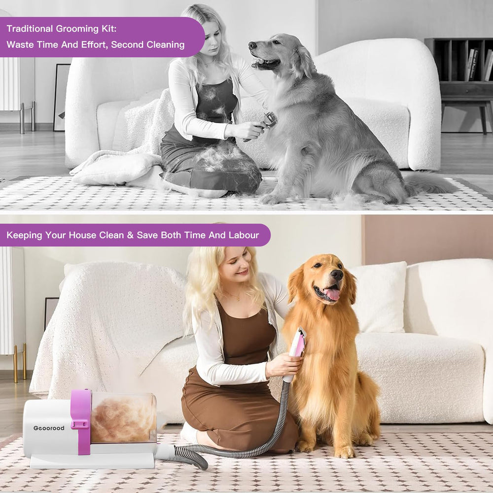 Geoorood electric clipper in use trimming a dog's fur.