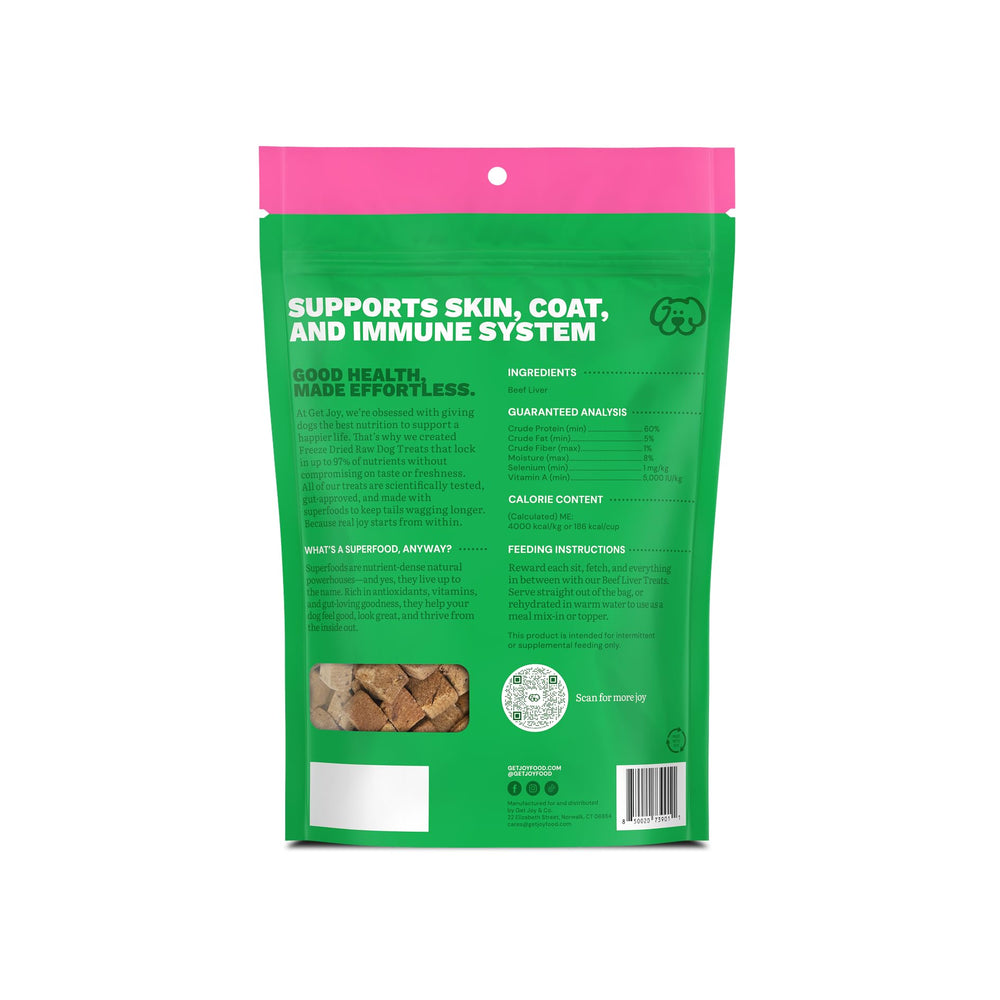 Get Joy alimento crudo sin granos para perros, topper nutritivo para comidas.