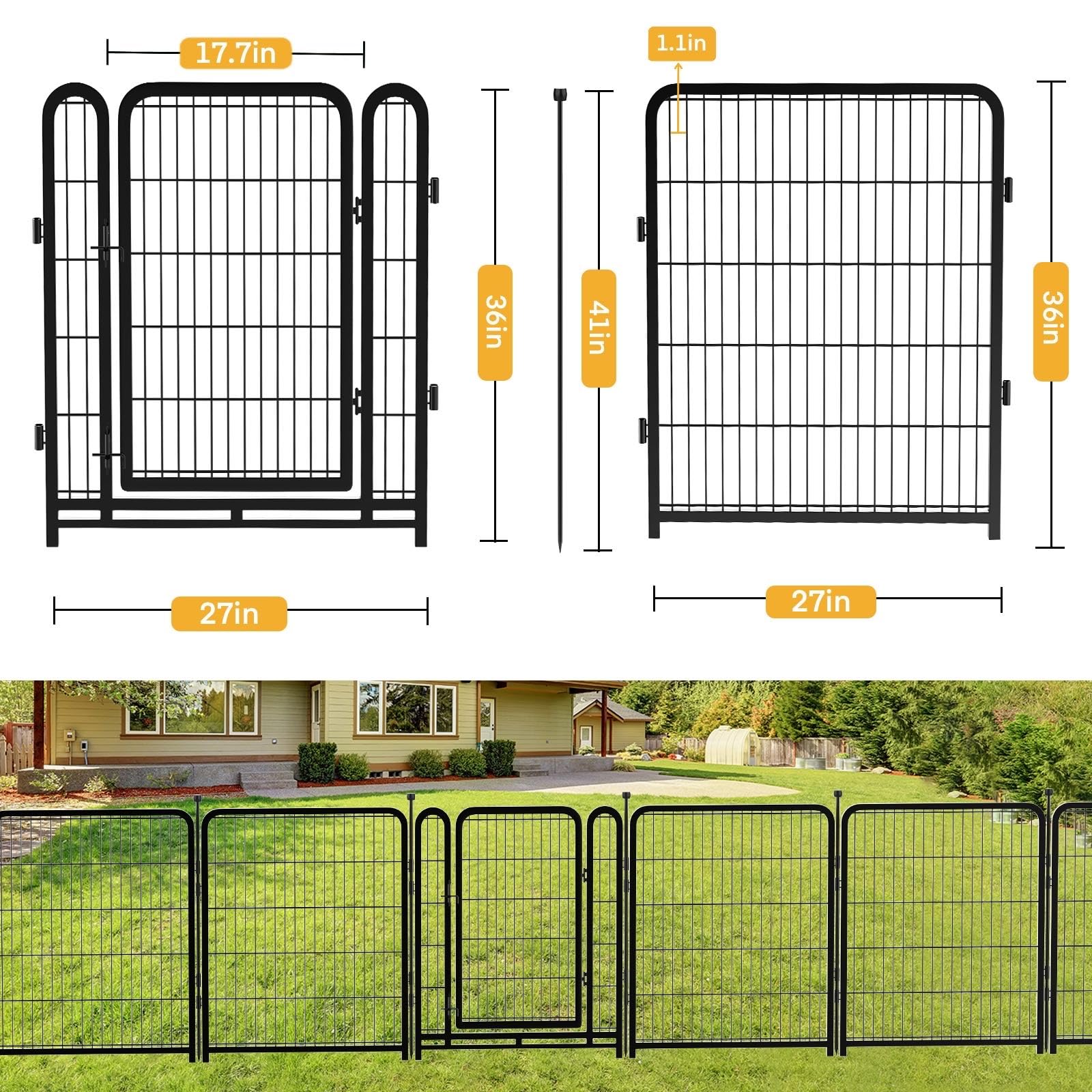 getlay 36-inch fence panel wide view highlights sturdy welded mesh for pet safety.