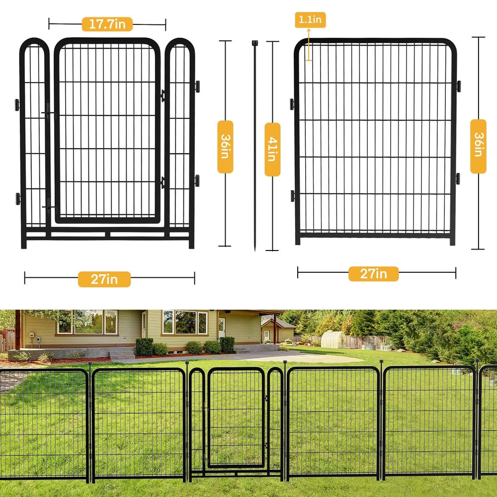 getlay 36-inch fence panel wide view highlights sturdy welded mesh for pet safety.
