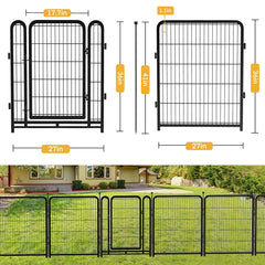 getlay 36-inch fence panel wide view highlights sturdy welded mesh for pet safety.
