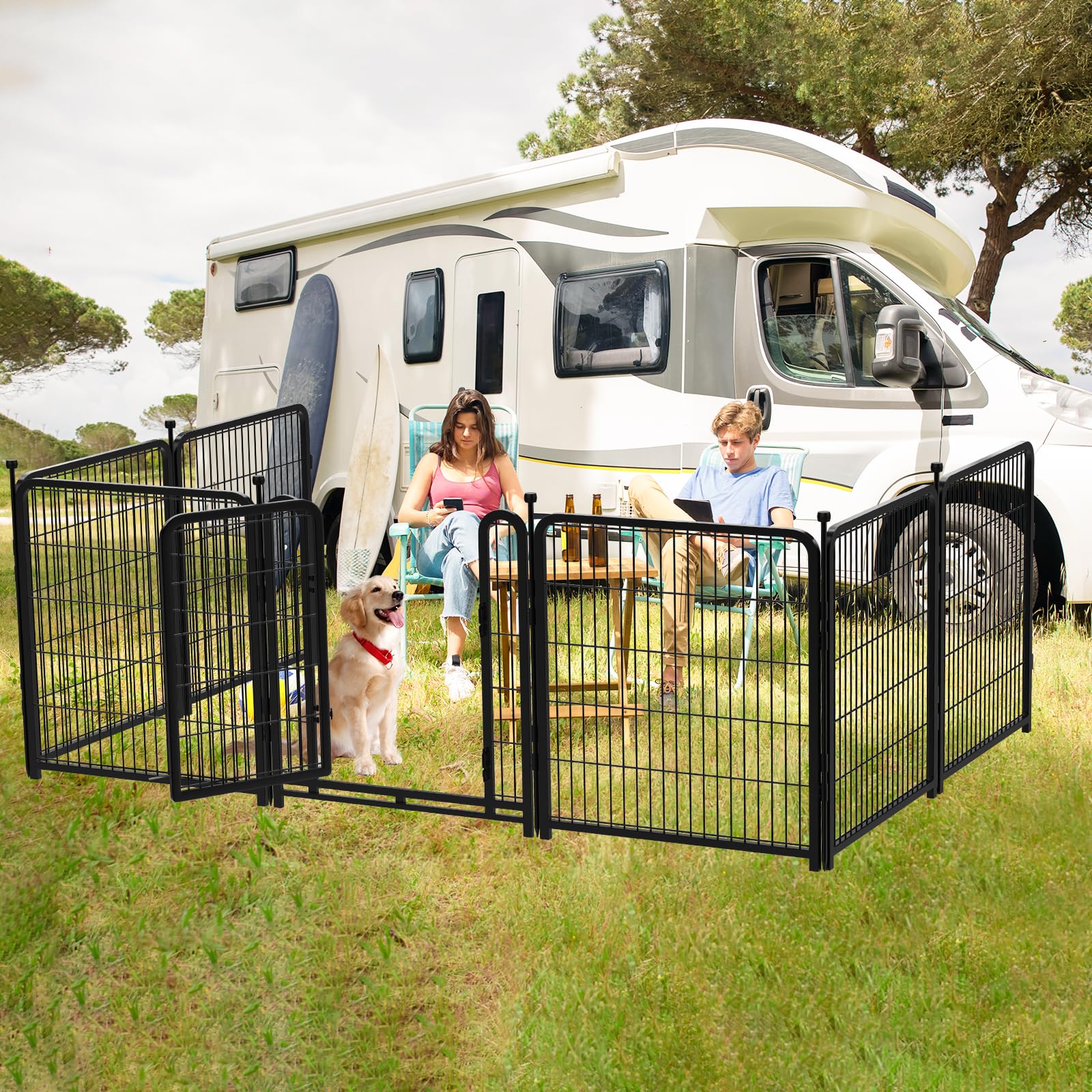 getlay portable fencing kit can travel or be used indoors for temporary enclosures.