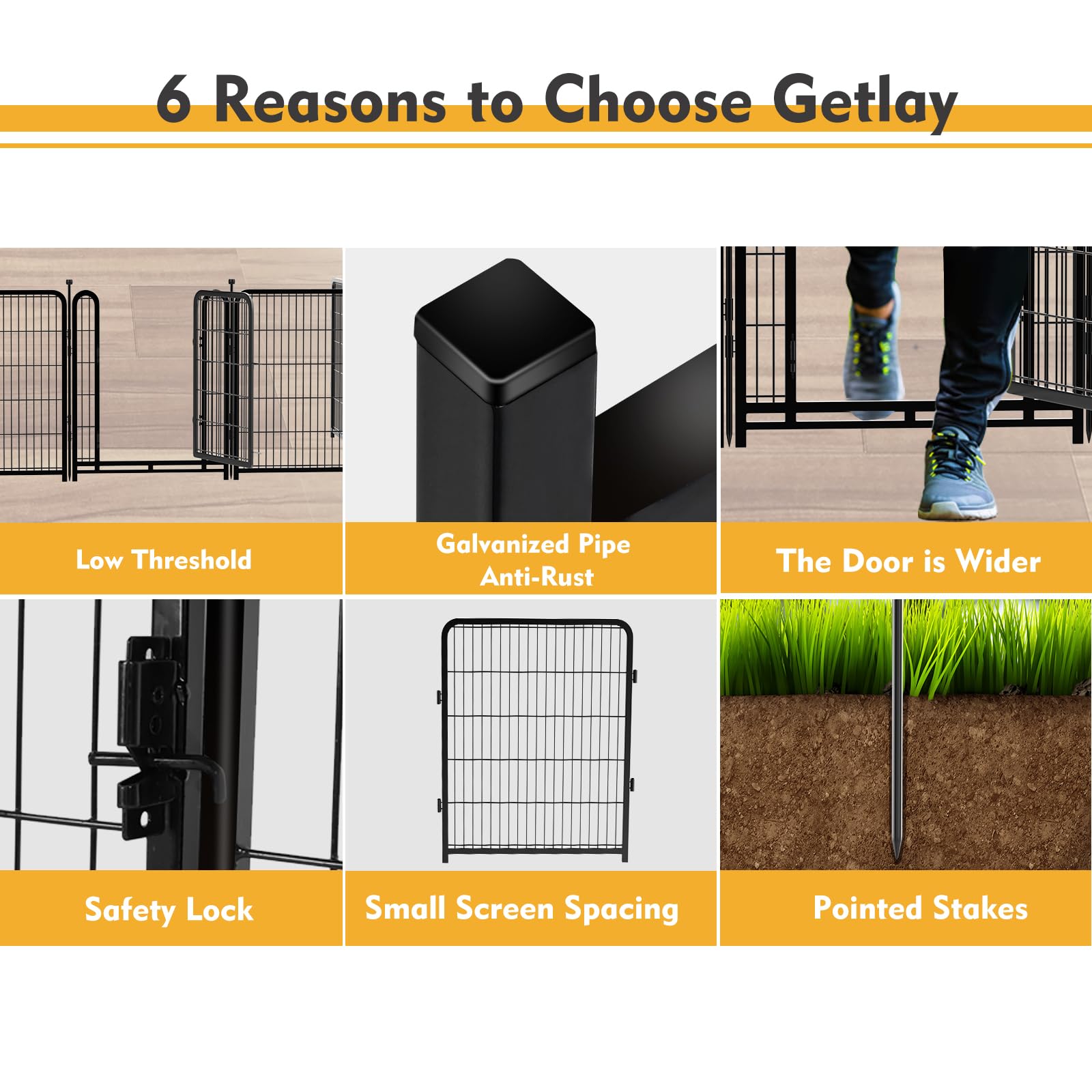 Getlay tall garden fence door latch illustrates secure self-locking access.