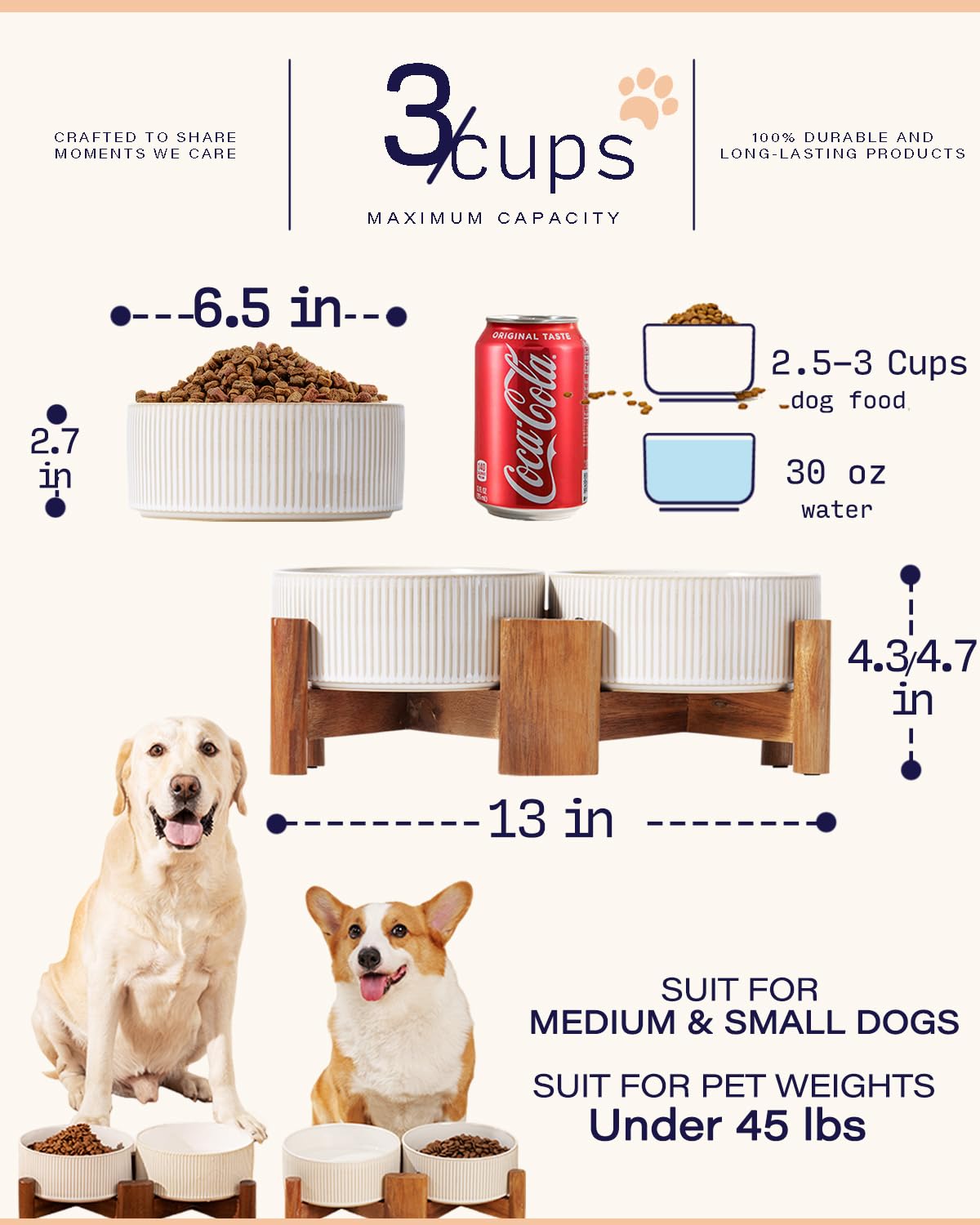 Getstar acacia wood stand elevates bowls for comfortable feeding and stylish home decor.
