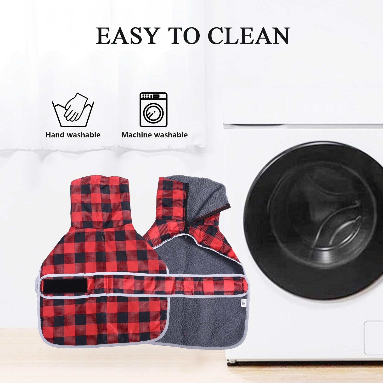 Geyecete Dachshund Winter Coat easy care fabric for quick cleaning after muddy adventures.