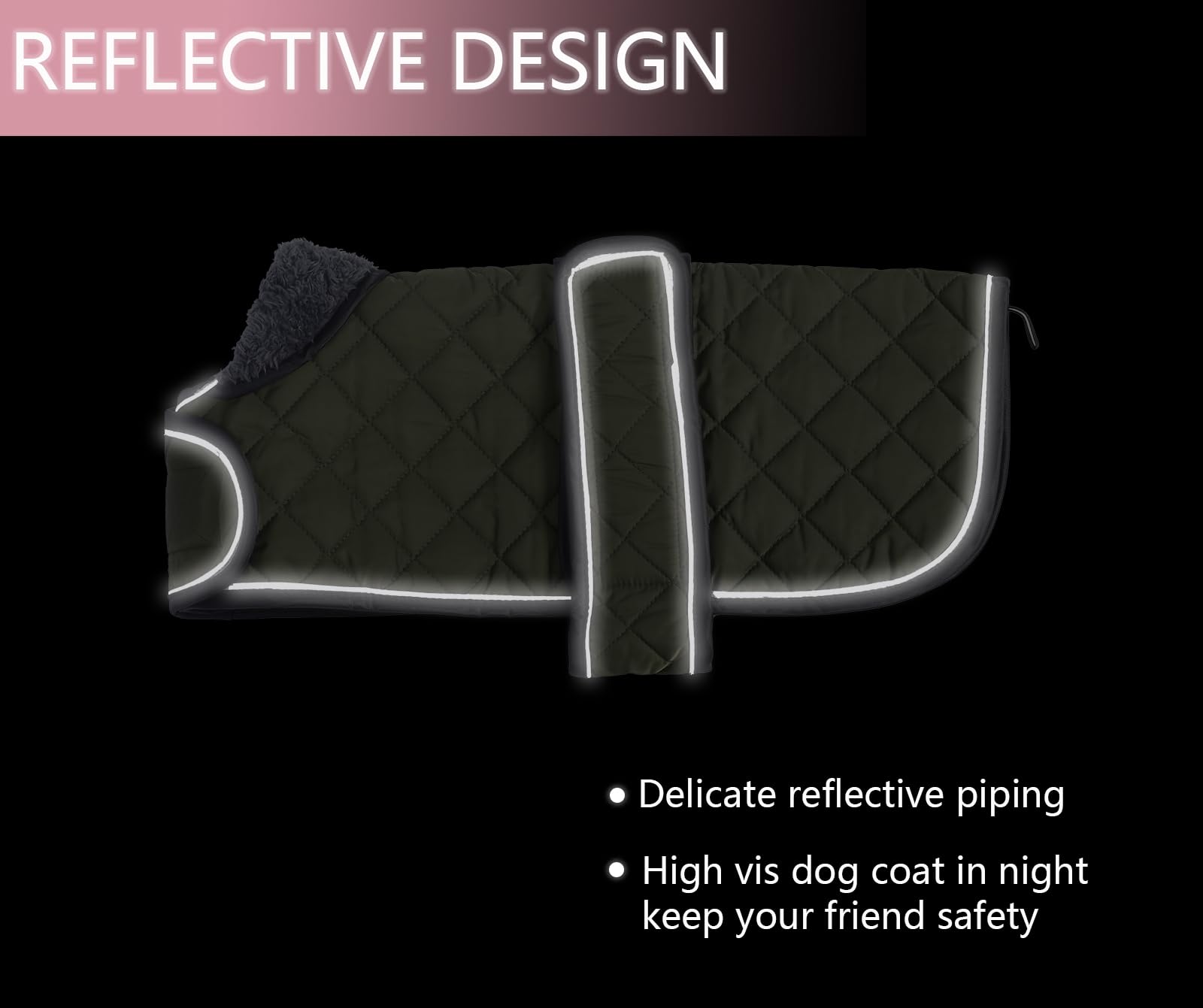 Geyecete dachshund coat fold-down neck flap adds extra coverage.