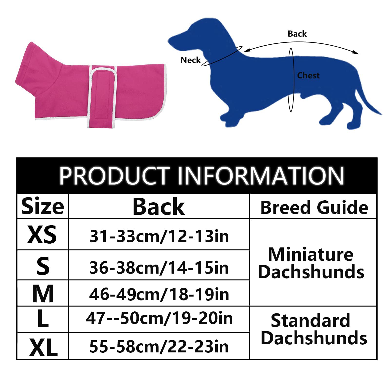 Geyecete dachshund coat fold-down high neck wither guard for extra coverage