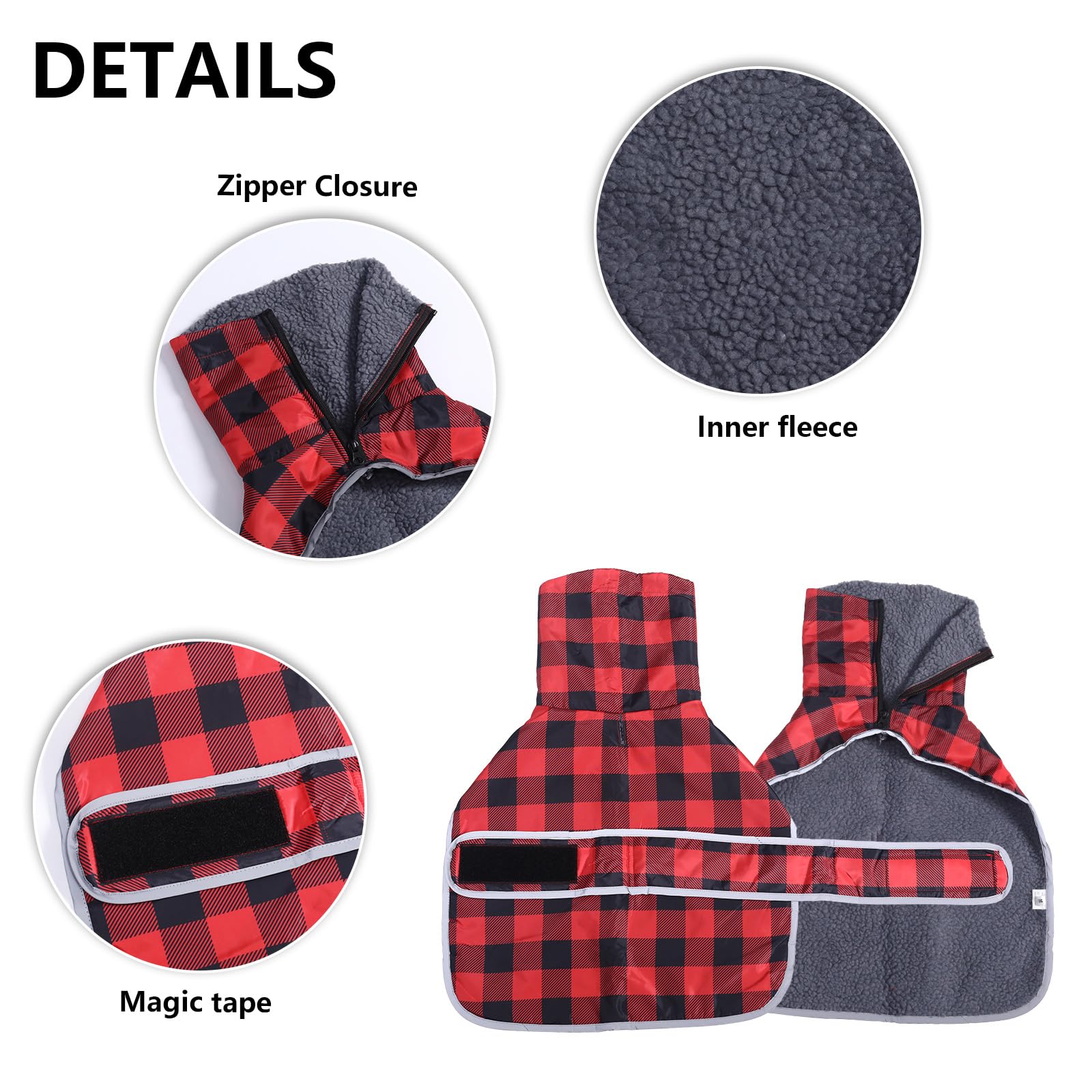 Geyecete Dachshund Winter Coat reflective piping improves visibility at night.